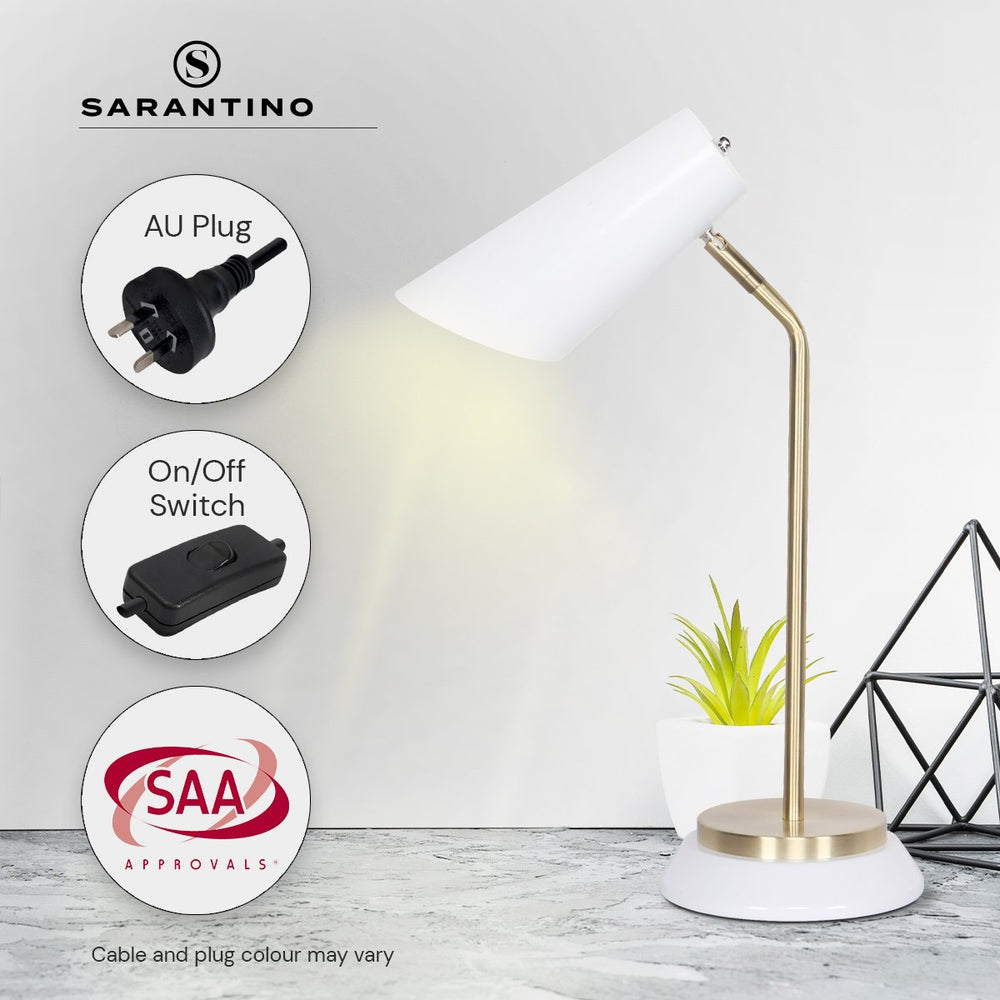 Sarantino Metal Task Table Lamp - White