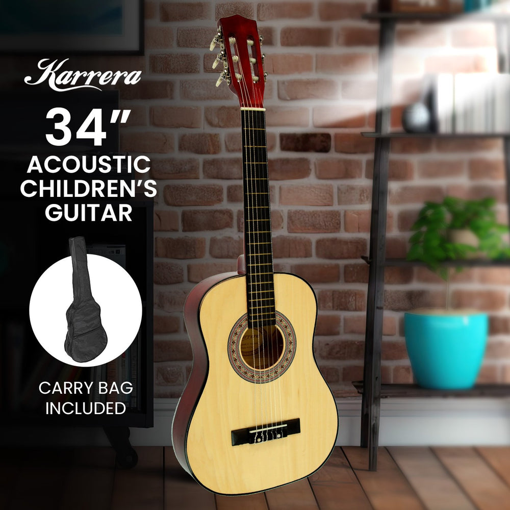 Karrera 34in Childrens No-Cut Acoustic Kids Guitar -Natural