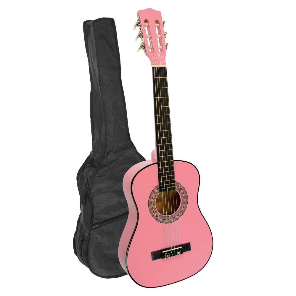 Karrera 34in Childrens No-Cut Acoustic Kids Guitar - Pink