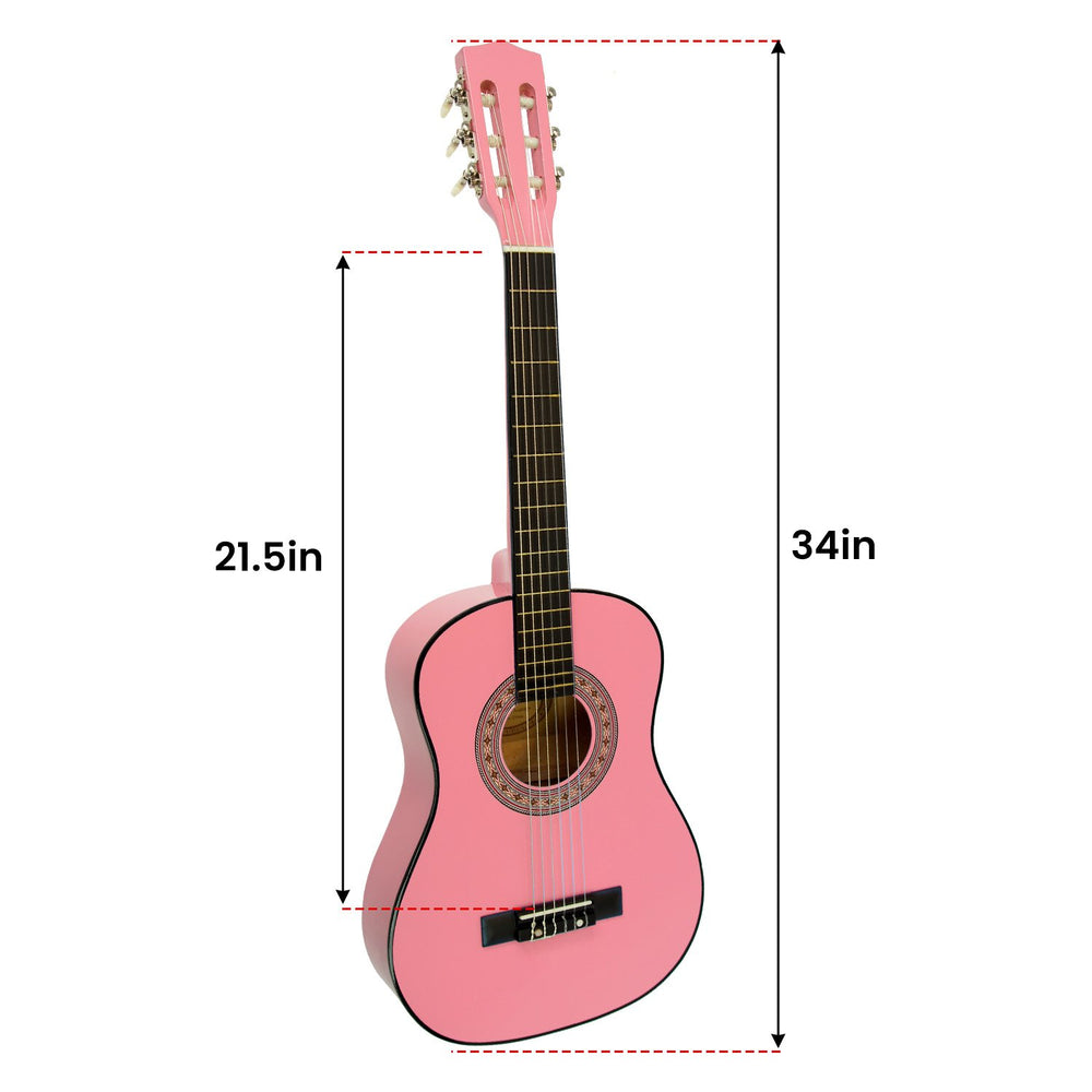 Karrera 34in Childrens No-Cut Acoustic Kids Guitar - Pink