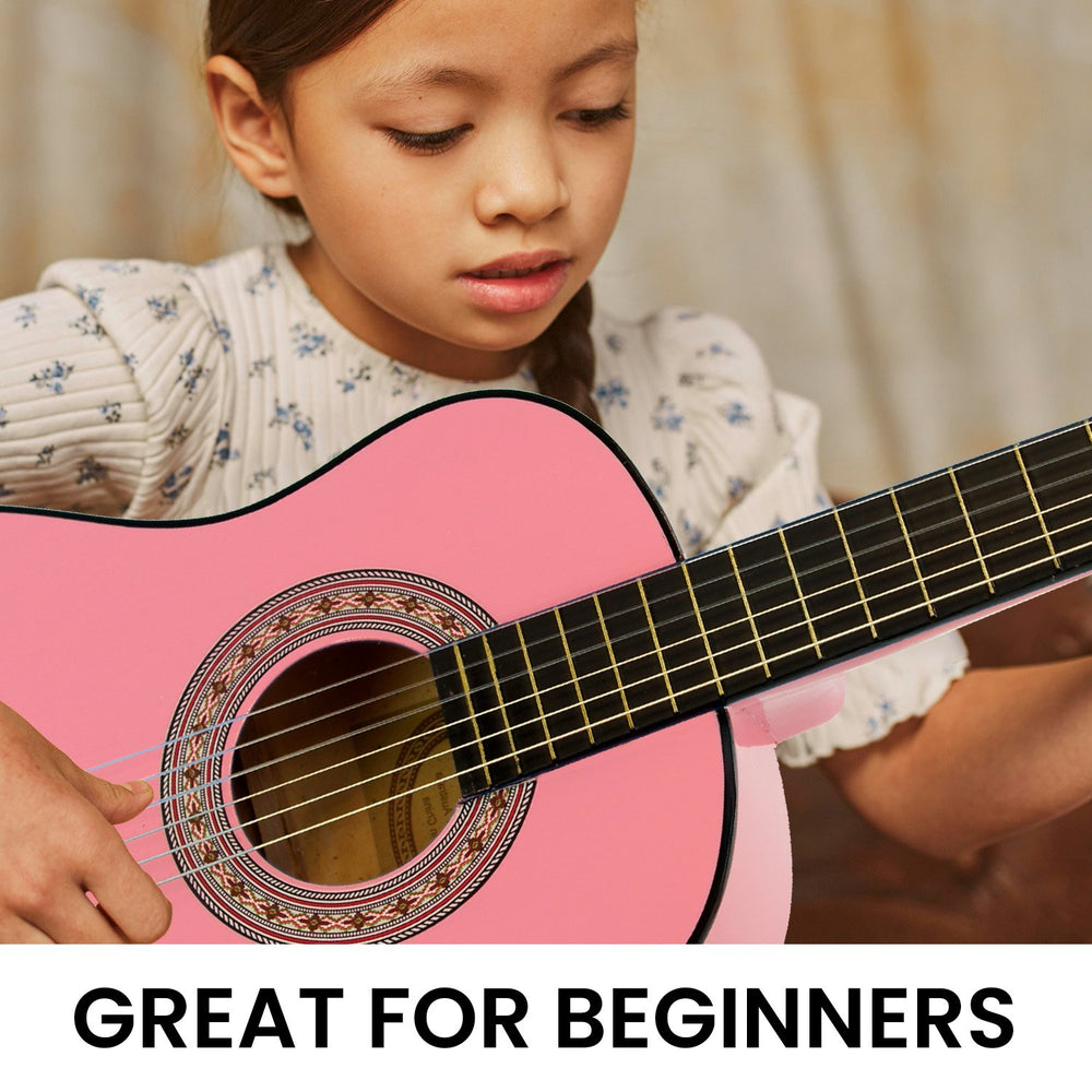 Karrera 34in Childrens No-Cut Acoustic Kids Guitar - Pink