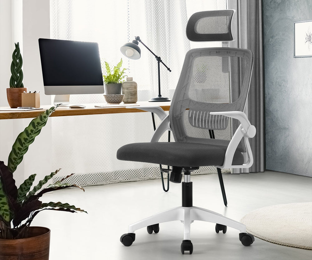 Oikiture Mesh Office Chair Executive Fabric Gaming Seat Racing Tilt Computer DGY