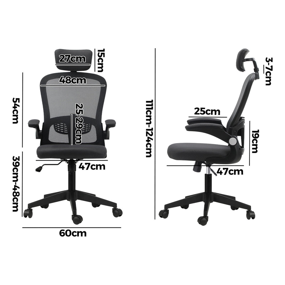 Oikiture Mesh Office Chair Executive Gaming Seat Racing Tilt Computer DGY&amp;BK