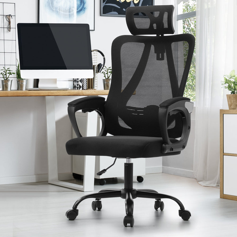 Oikiture Mesh Office Chair Adjustable Lumbar Support Reclining Computer Black