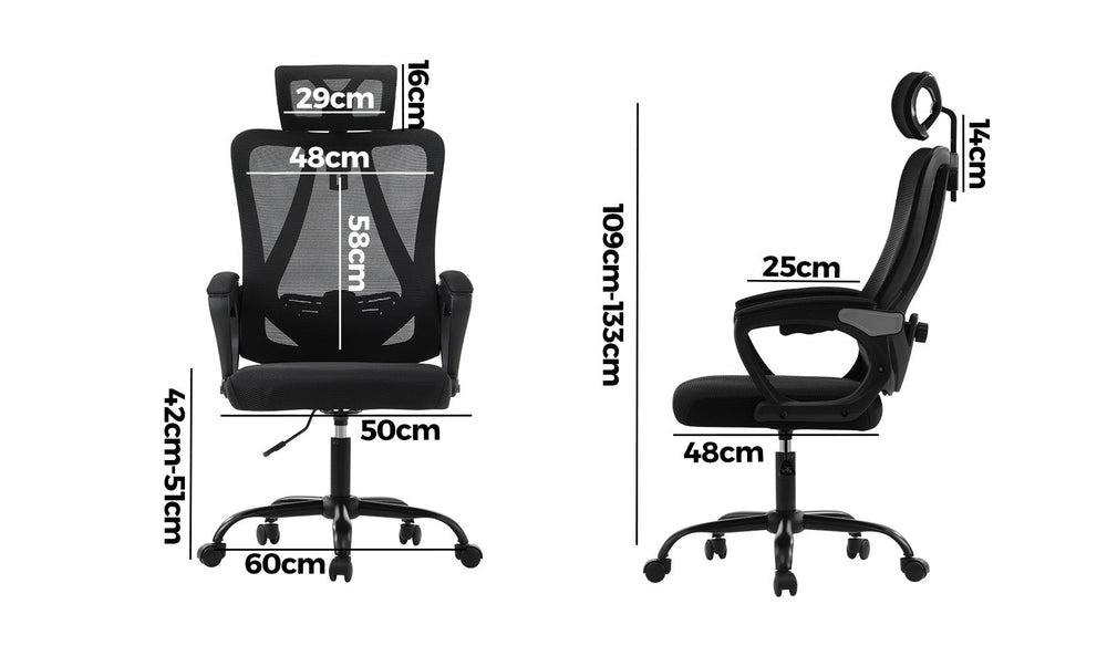 Oikiture Mesh Office Chair Adjustable Lumbar Support Reclining Computer Black