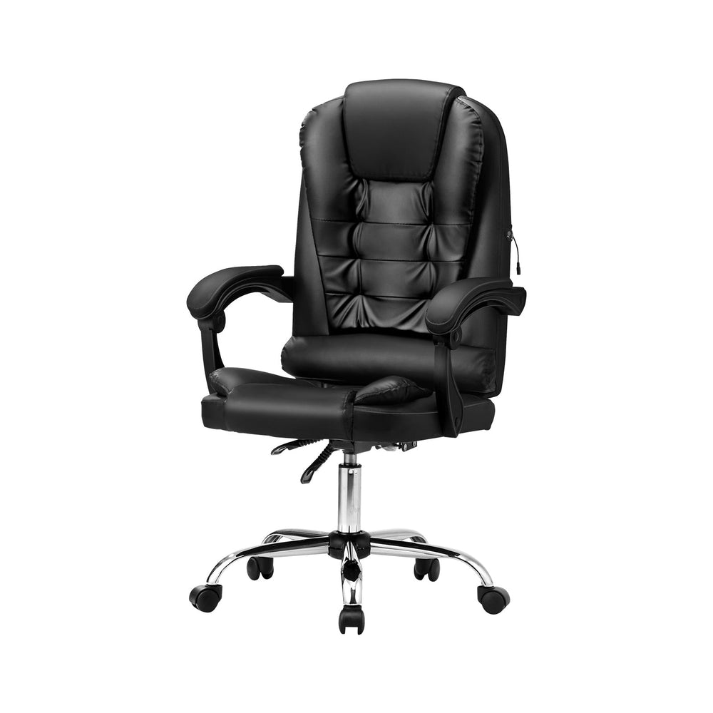 Oikiture Massage Office Chair Executive Gaming Racing Chairs PU Leather Black