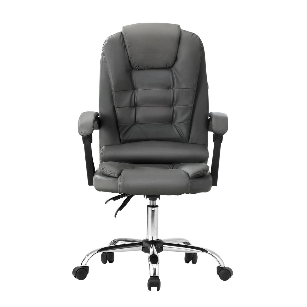 Oikiture Massage Office Chair Executive Gaming Racing Chairs PU Leather Grey