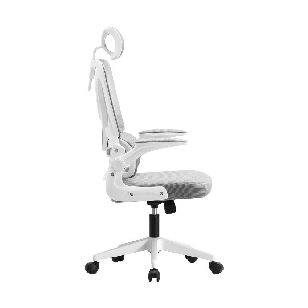 Oikiture Mesh Office Chair Adjustable Lumbar Support Reclining D-Shape White
