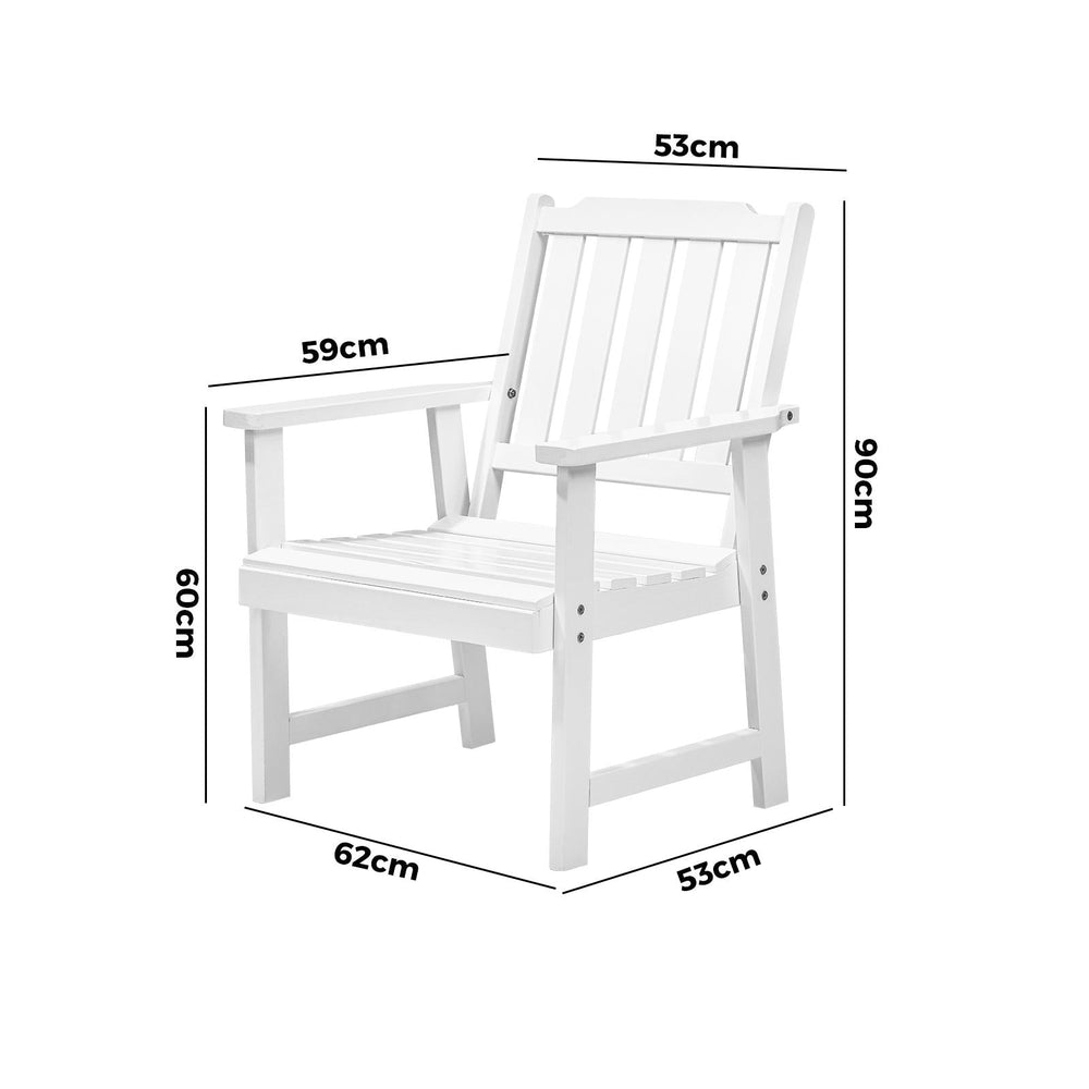 Livsip Outdoor Armchair Wooden Patio Furniture Chairs Garden Seat White