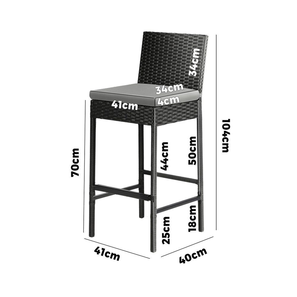 Livsip Garden Bar Stools Rattan Dinning Chairs Cafe Outdoor Patio Chairs 4X