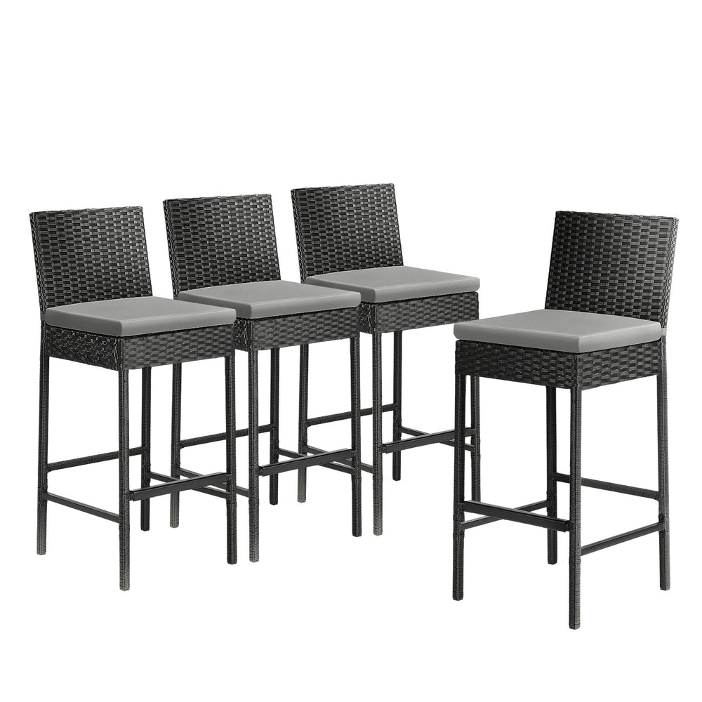 Livsip Garden Bar Stools Rattan Dinning Chairs Cafe Outdoor Patio Chairs 4X