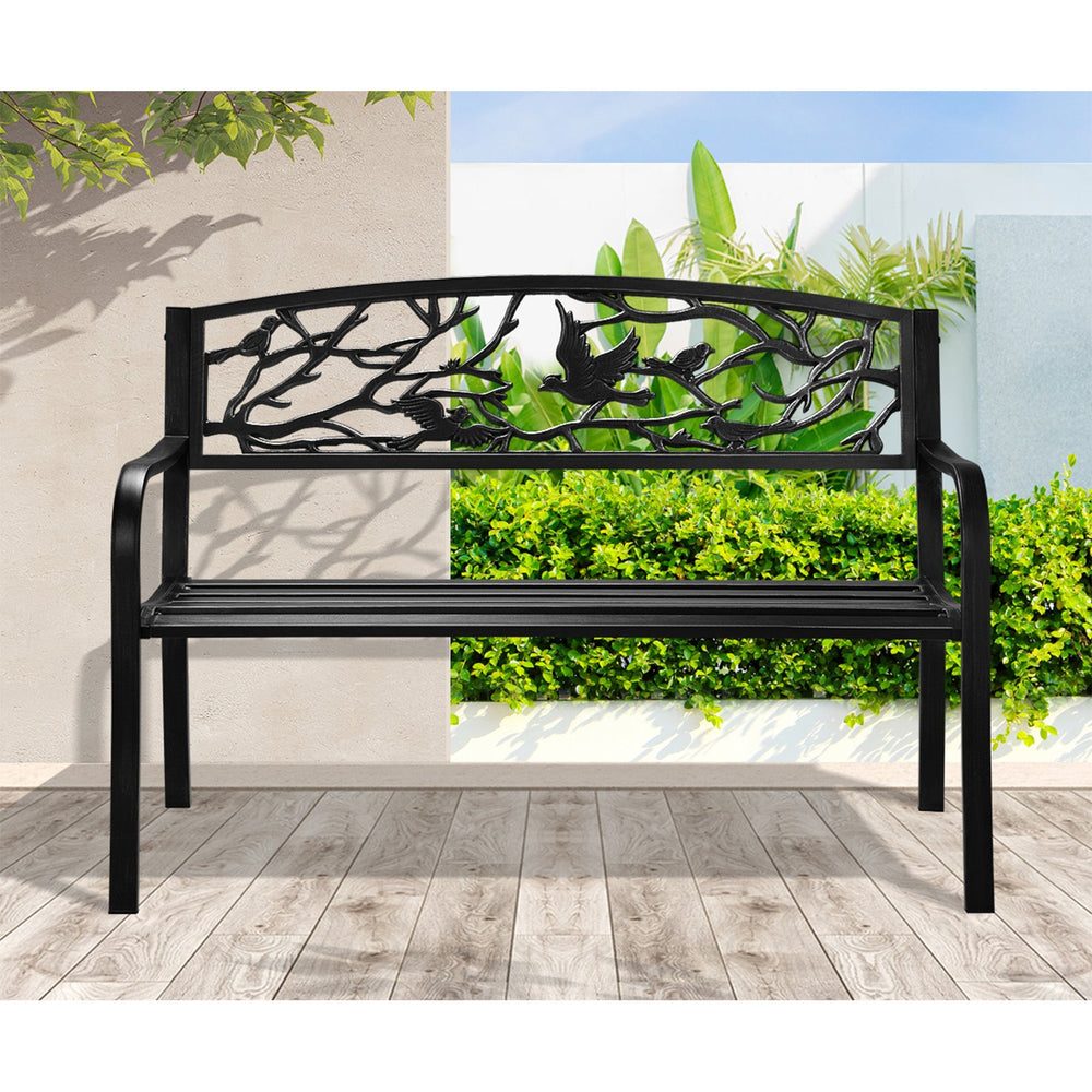 Livsip Garden Bench Backyard Chair Patio Seat Outdoor Furniture Bird Pattern