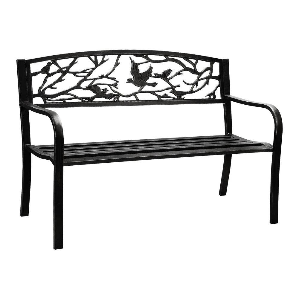 Livsip Garden Bench Backyard Chair Patio Seat Outdoor Furniture Bird Pattern