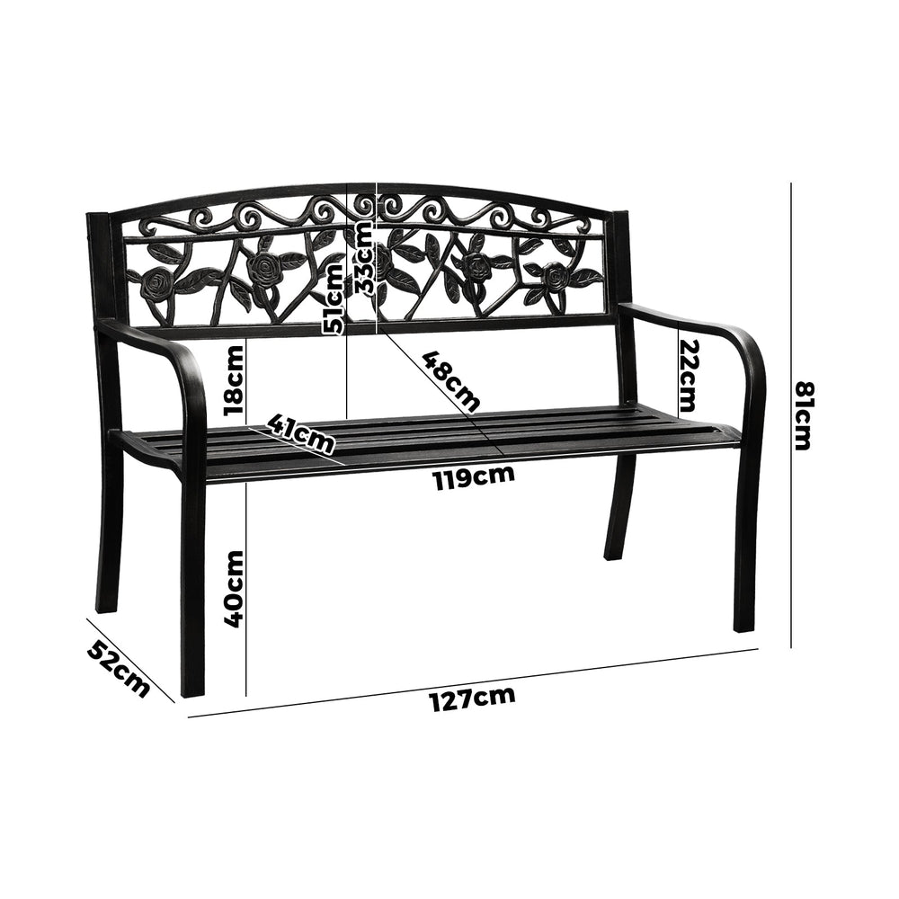 Livsip Garden Bench Seat Outdoor Furniture Patio Park Backyard Chair Black