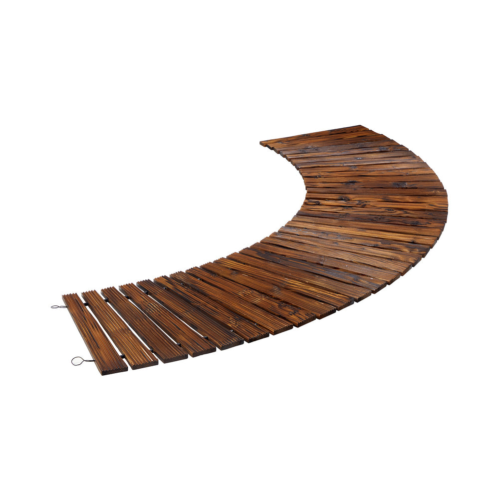 Livsip Garden Wooden Pathway 8ft Roll-Out Curved Wood Walkway Backyard Outdoor