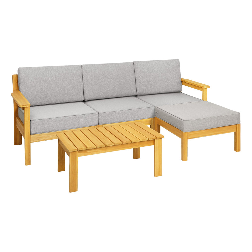 Livsip Outdoor Sofa Set Patio Furniture Wooden Table Chairs Garden Lounge 5Piece