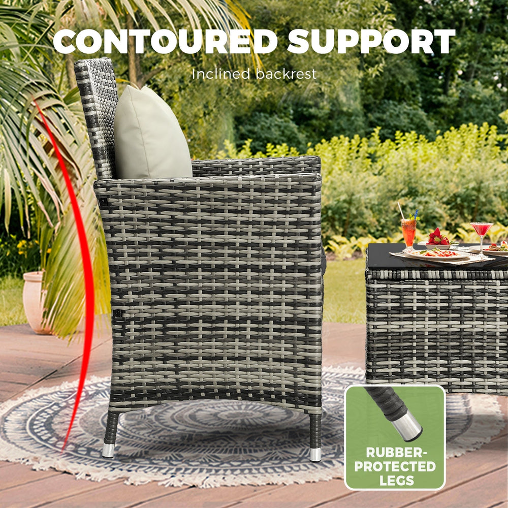 Livsip Outdoor Furniture Setting 3 Piece Wicker Bistro Set Patio Chairs Table