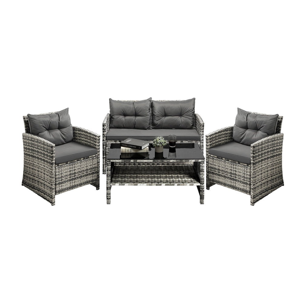 Livsip Outdoor Sofa Set Patio Furniture Wicker Table Chair Garden Lounge 4Piece
