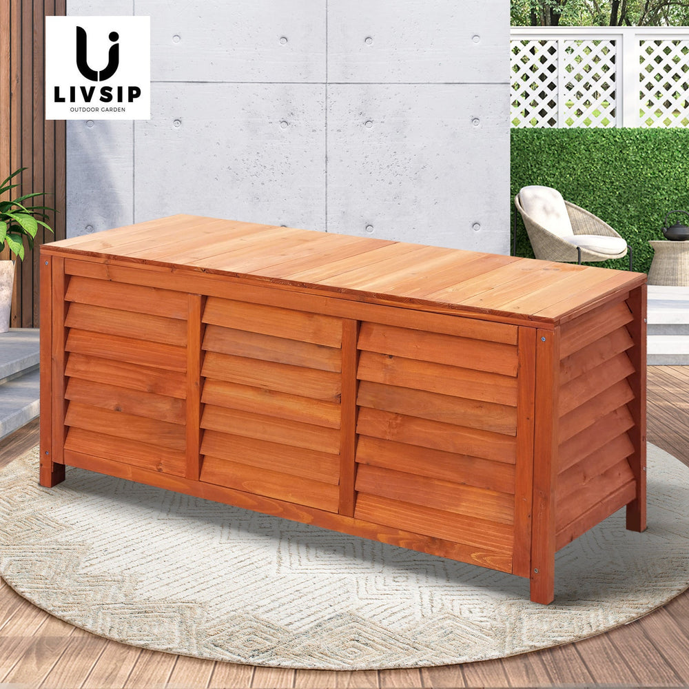 Livsip Outdoor Storage Bench Box Garden Wooden Chest Toy Tool Sheds Furniture