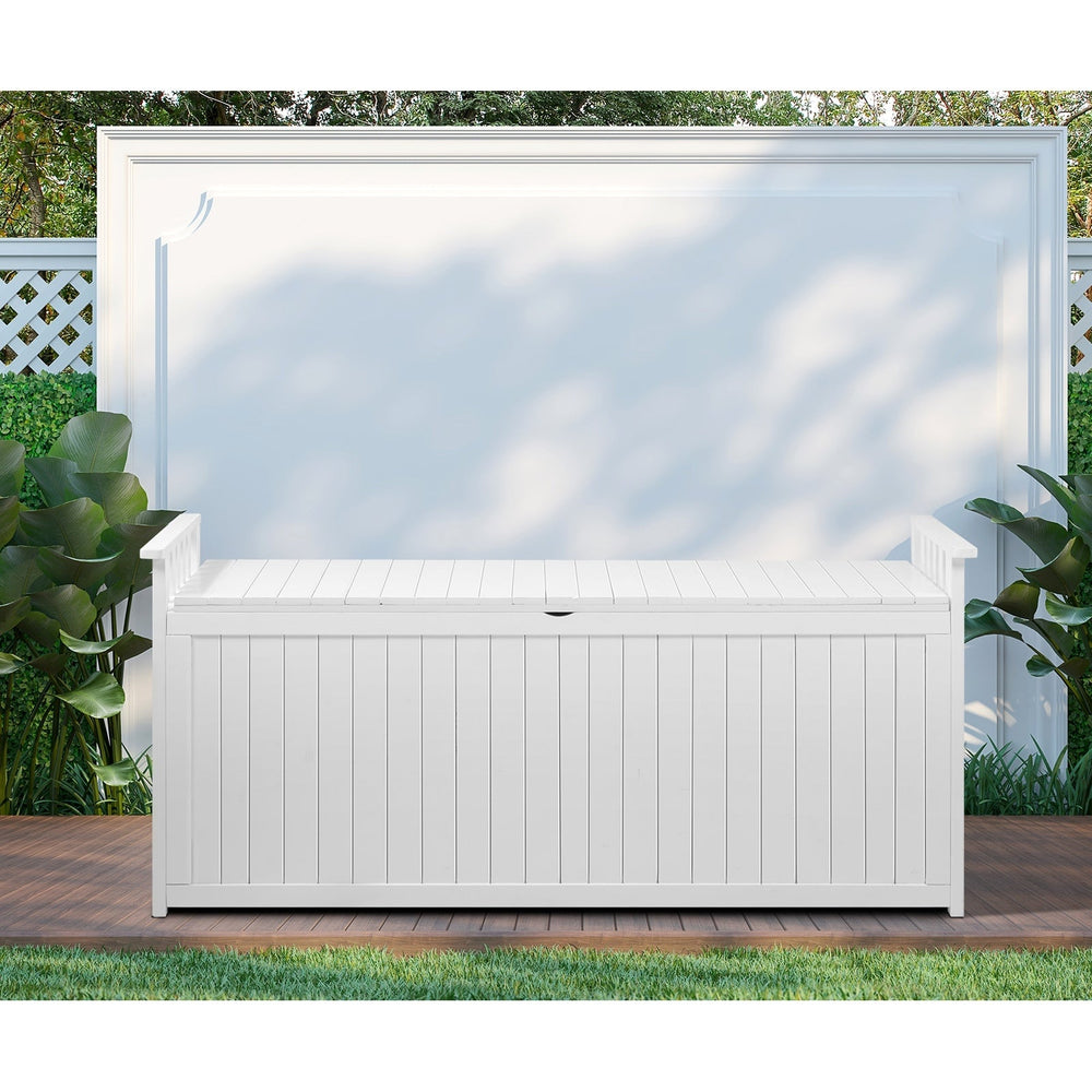 Livsip Outdoor Storage Box Garden Bench Wooden Container Cabinet 500L White