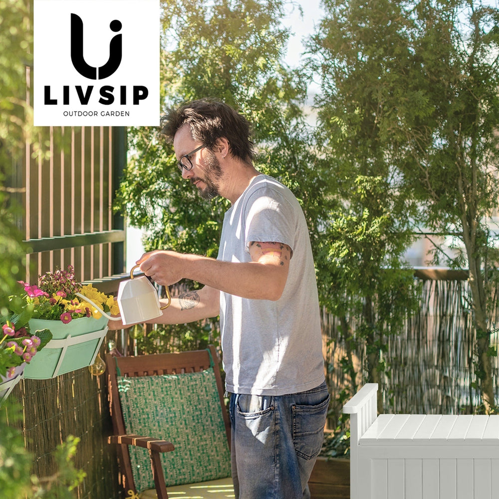 Livsip Outdoor Storage Box Garden Bench Wooden Container Cabinet 500L White