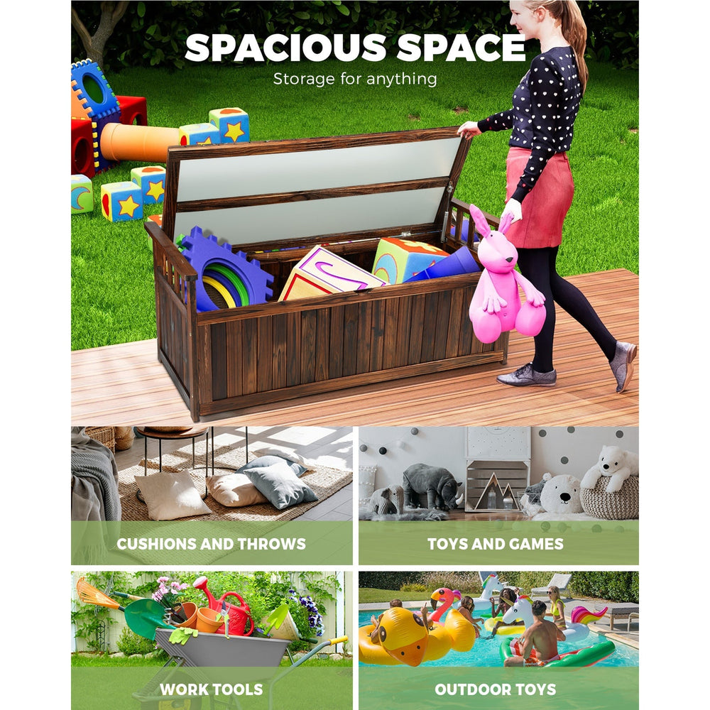 Livsip Outdoor Storage Box Wooden Container Bench Chairs Indoor Toy Tools Shed