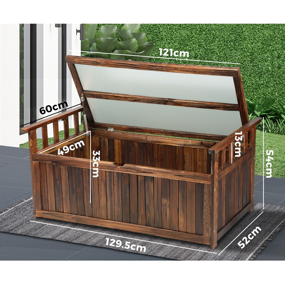 Livsip Outdoor Storage Box Wooden Container Bench Chairs Indoor Toy Tools Shed