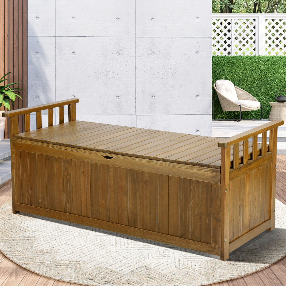 Livsip Outdoor Storage Box Container Wooden Garden Bench Chest Toy Tool Sheds