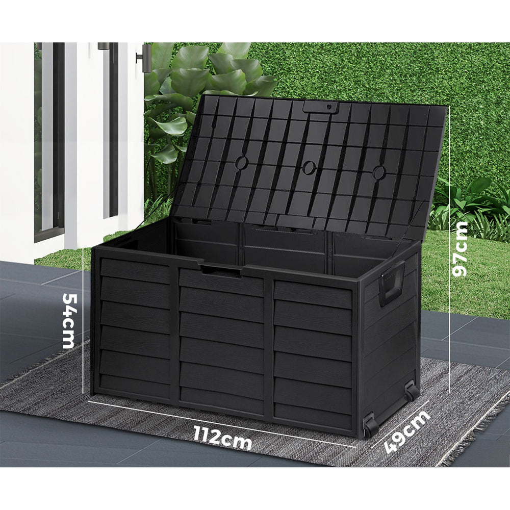 Outdoor Storage Box Container Garden Shed Toys Tool Chest Indoor Outdoor Black