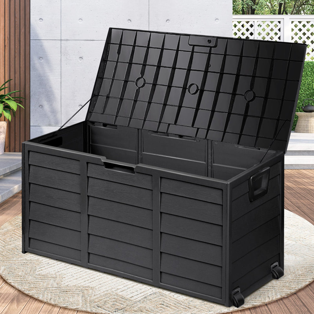 Outdoor Storage Box Container Garden Shed Toys Tool Chest Indoor Outdoor Black