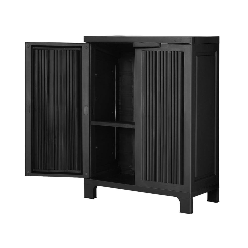 Livsip Outdoor Storage Cabinet Box Garden Cupboard Adjustable Lockable Black