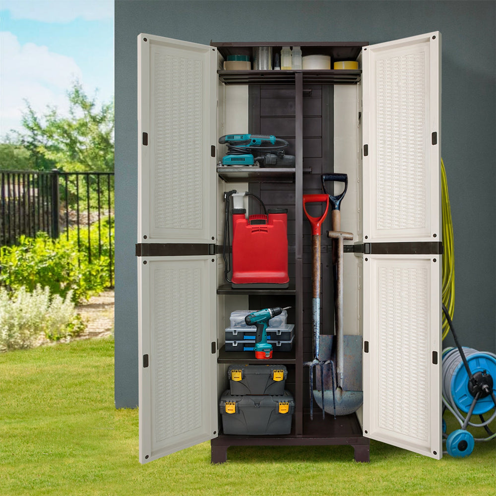 Livsip Outdoor Storage Cabinet Box Garage Cupboard Garden Adjustable Lockable