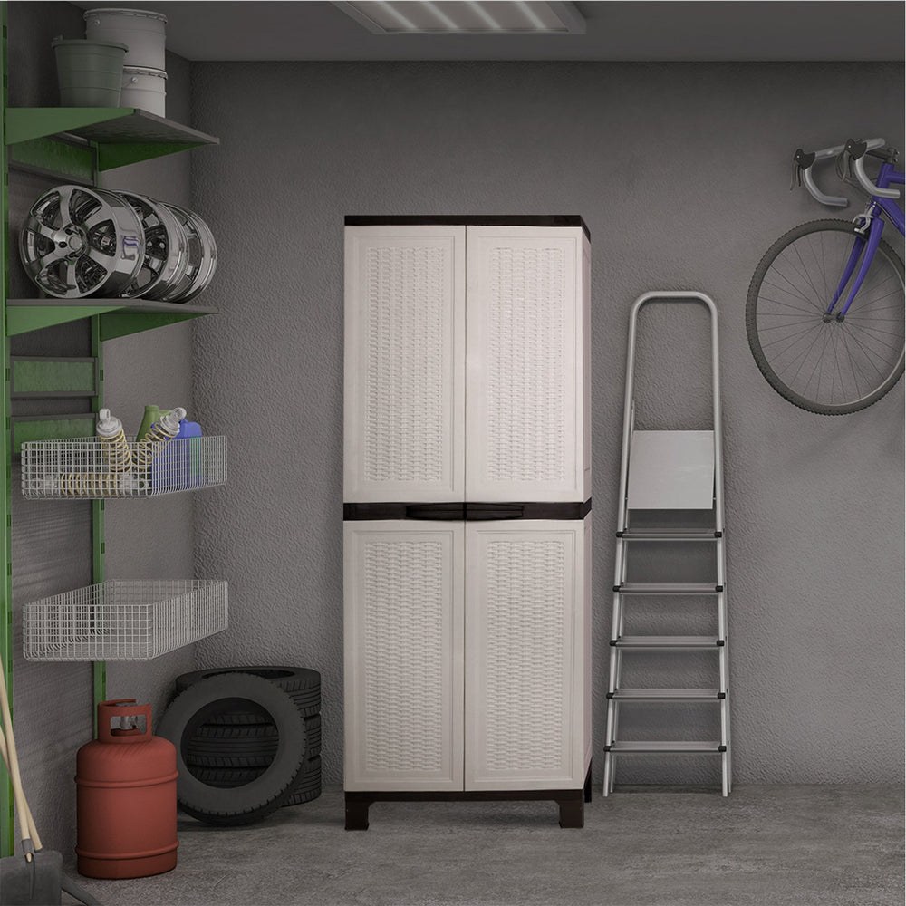 Livsip Outdoor Storage Cabinet Box Garage Cupboard Garden Adjustable Lockable