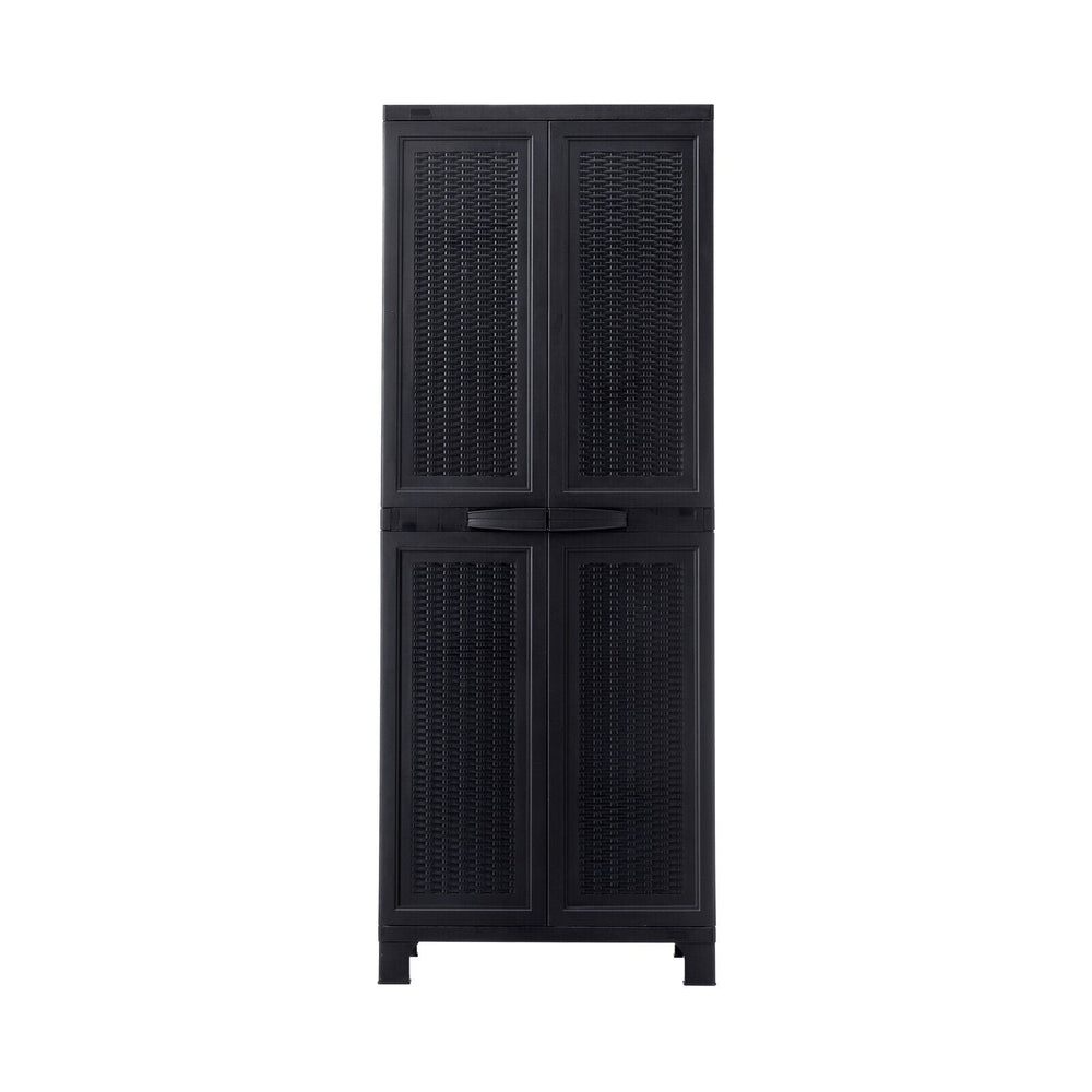 Livsip Outdoor Storage Cabinet Box Cupboard Garage Garden Adjustable Tall Black