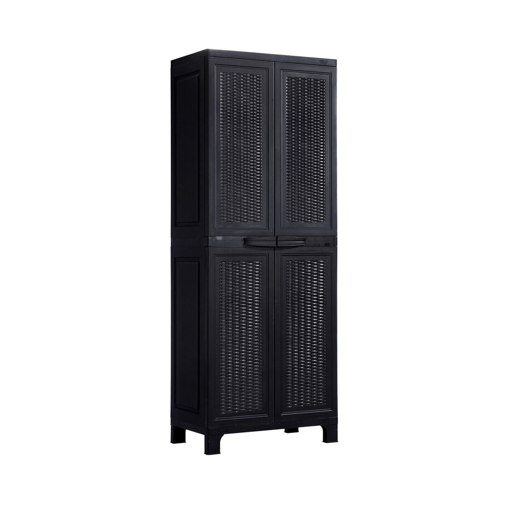 Livsip Outdoor Storage Cabinet Box Cupboard Garage Garden Adjustable Tall Black