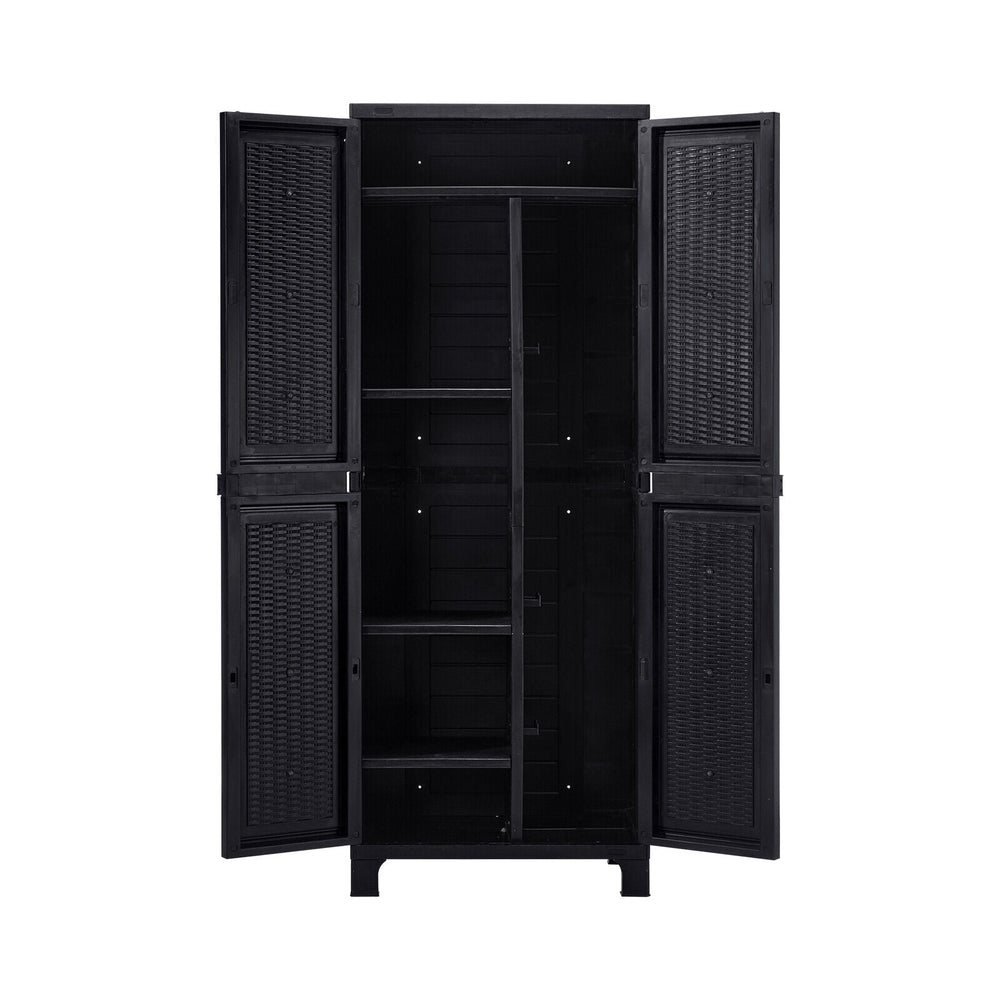 Livsip Outdoor Storage Cabinet Box Cupboard Garage Garden Adjustable Tall Black