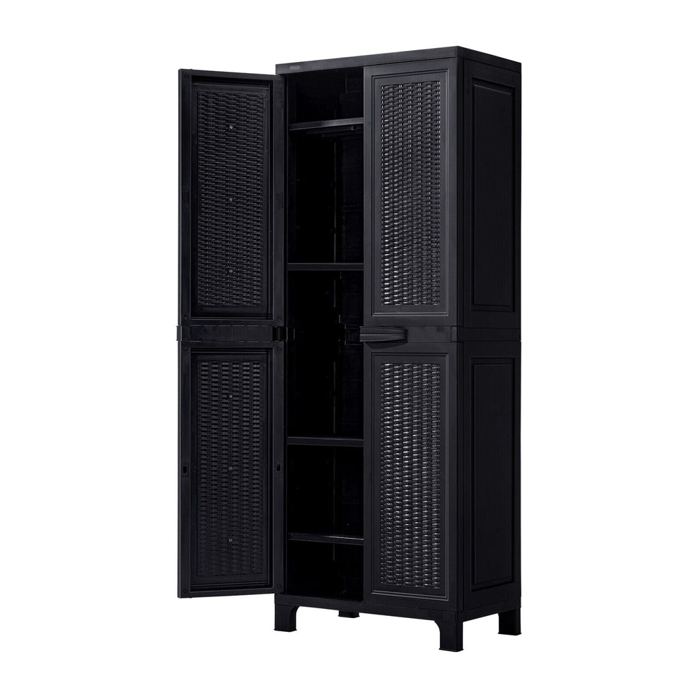 Livsip Outdoor Storage Cabinet Box Cupboard Garage Garden Adjustable Tall Black