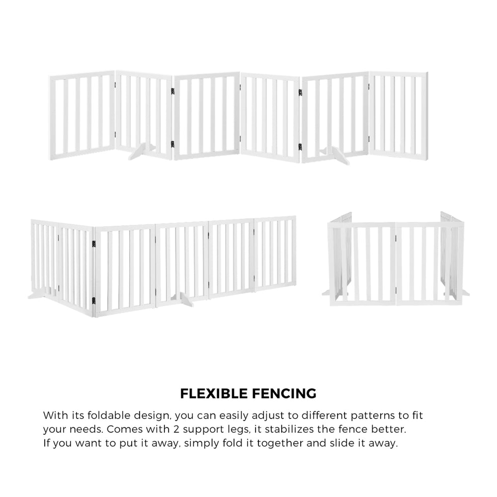 Alopet Wooden Pet Gate Dog Fence Safety Stair Barrier Security Door 6 Panels