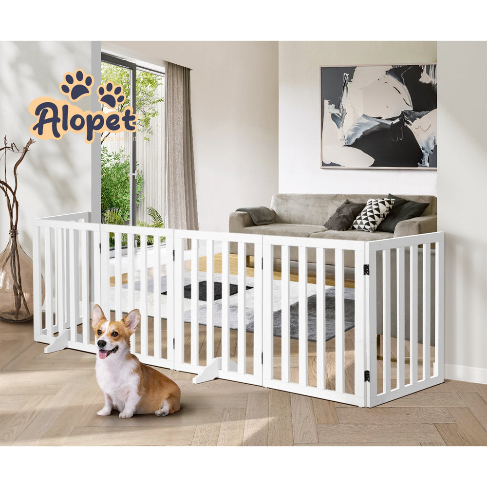 Alopet Wooden Pet Gate Dog Fence Safety Stair Barrier Security Door 6 Panels