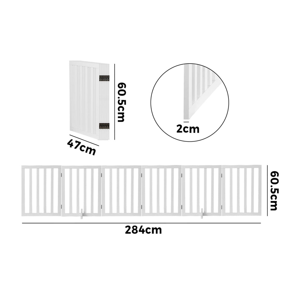 Alopet Wooden Pet Gate Dog Fence Safety Stair Barrier Security Door 6 Panels