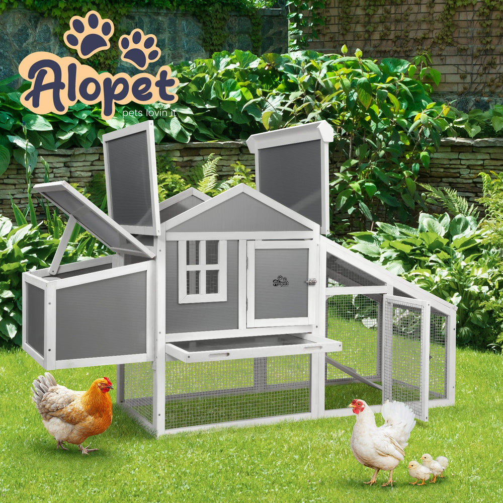 Alopet Chicken Coop Rabbit Hutch Large Wooden House Run Hatch Box Open Roof