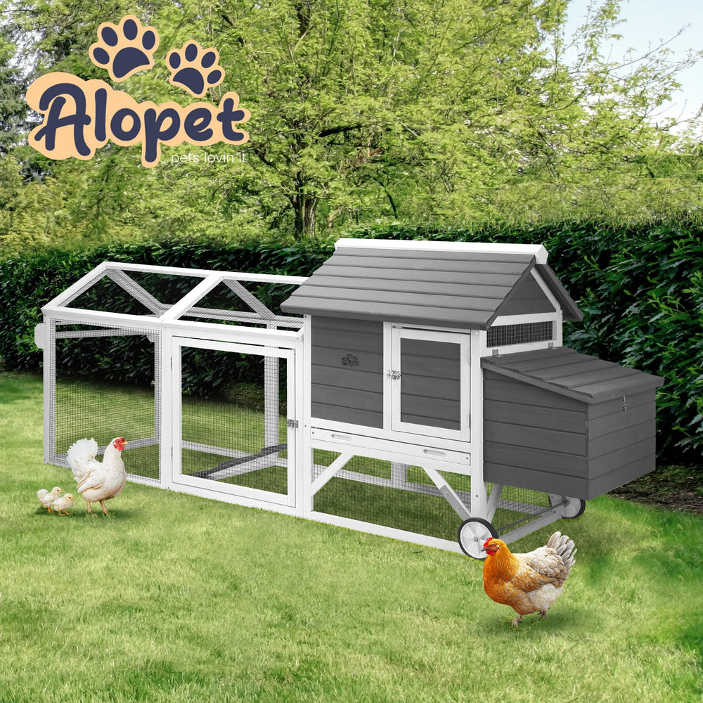 Alopet Chicken Coop Rabbit Hutch Extra Large Wooden House Run Hatch Box w/Wheels