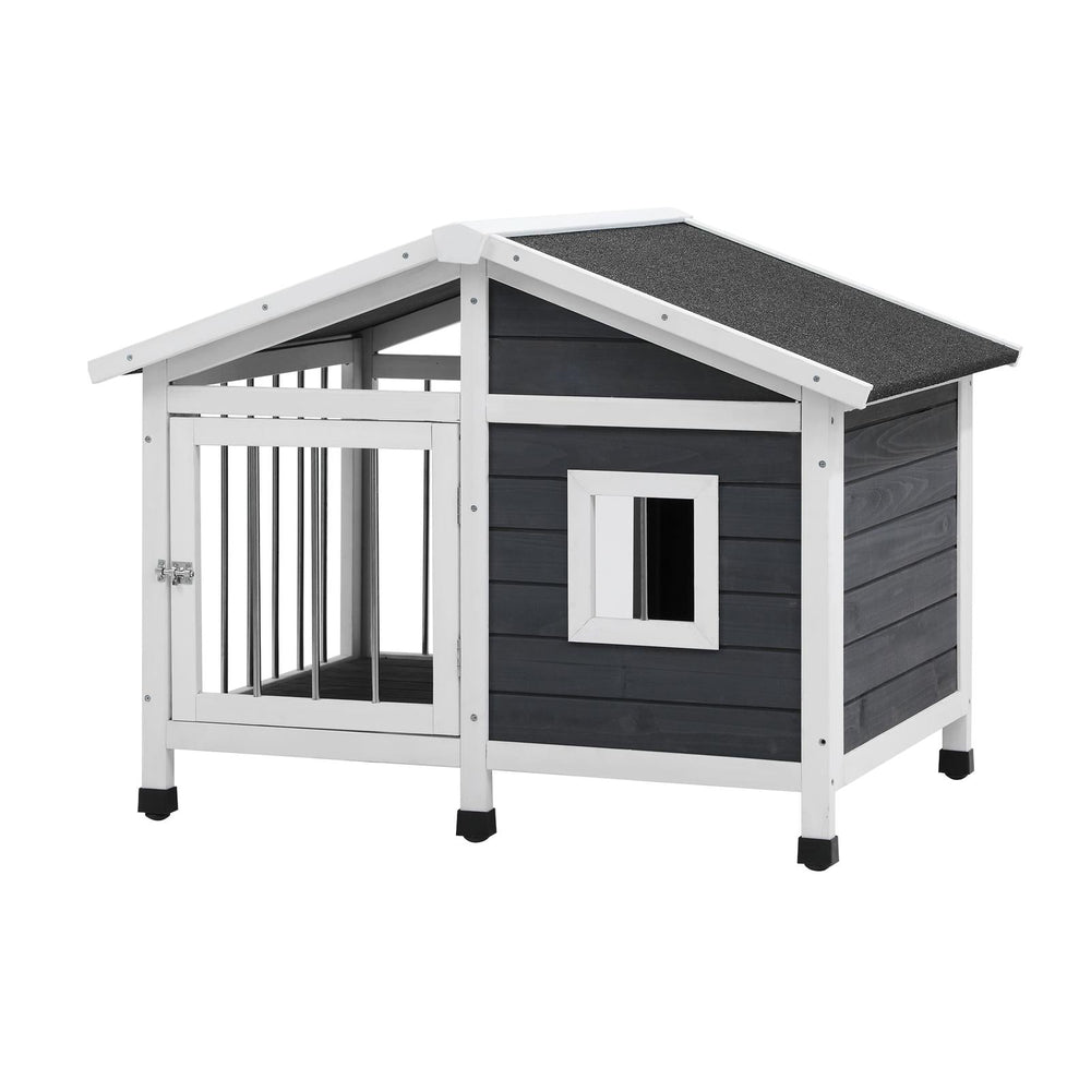 Alopet Wooden Pet Dog Kennel Awning Cabin Log Box Home Dog Cage Timber House