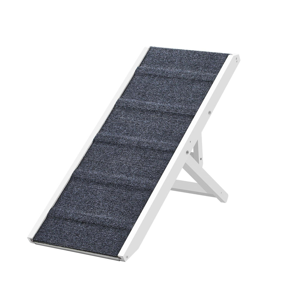 Alopet Dog Pet Ramp Adjustable Height Stairs Bed Sofa Car Foldable 90cm White