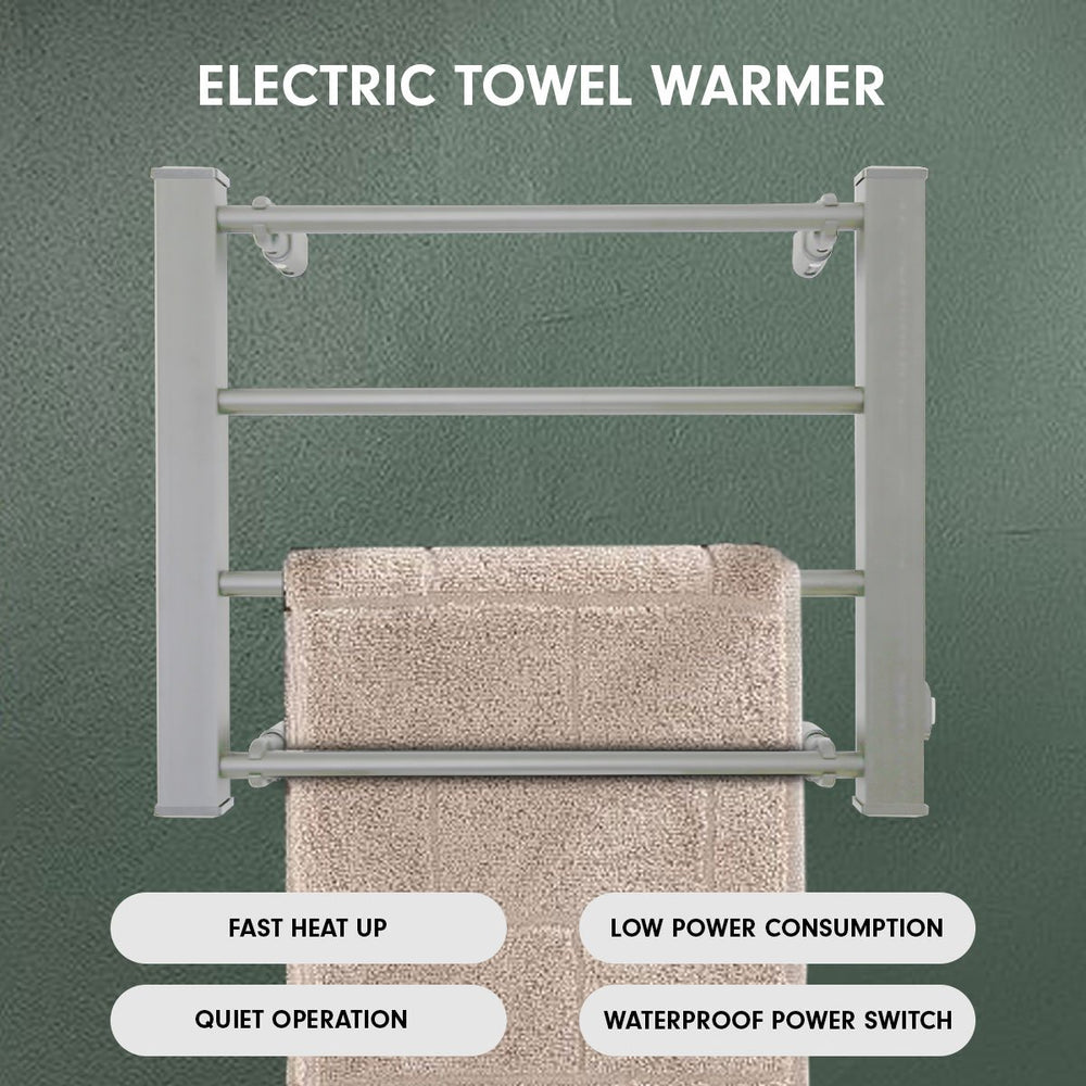 Pronti Heated Electric Towel Bathroom Rack 60W Silver