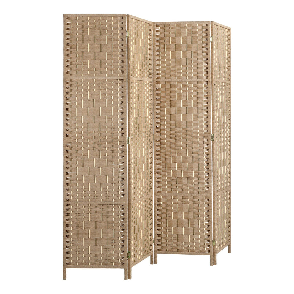 Oikiture 4 Panel Room Divider Privacy Screen Dividers Woven Wood Fold Stand