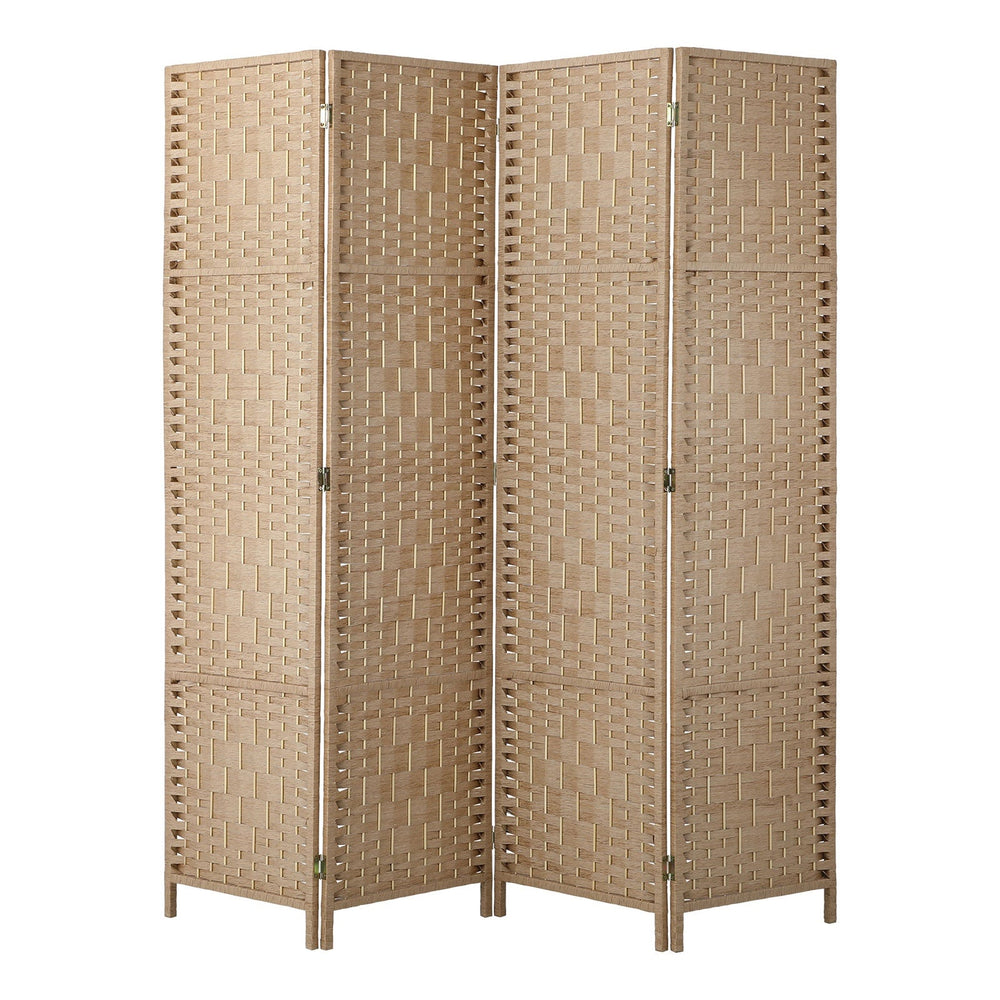 Oikiture 4 Panel Room Divider Privacy Screen Dividers Woven Wood Fold Stand