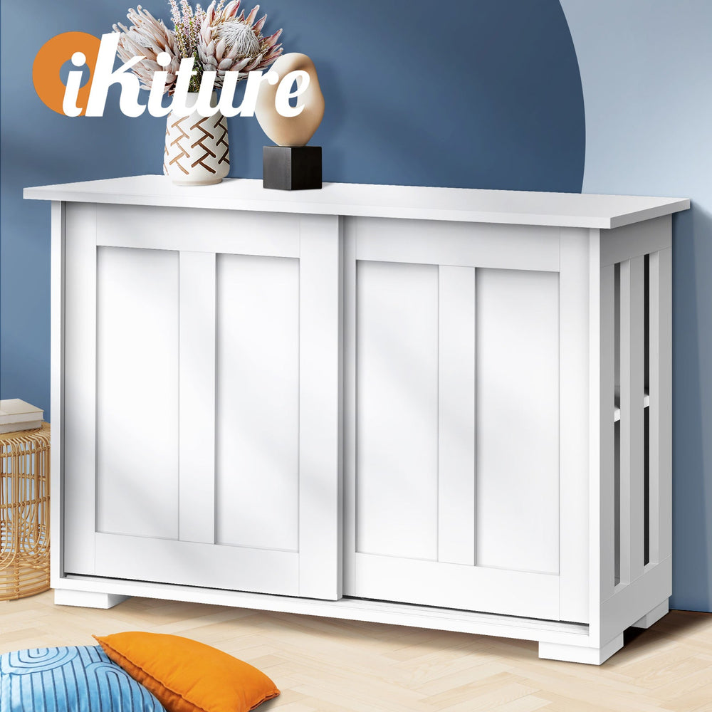 Oikiture Buffet Sideboard Cabinet Doors Storage Cupboard Hallway Table White