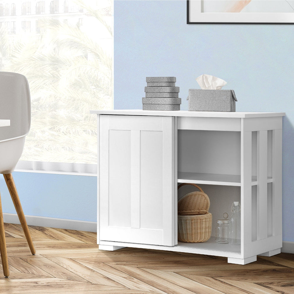 Oikiture Buffet Sideboard Cabinet Doors Storage Cupboard Hallway Table White