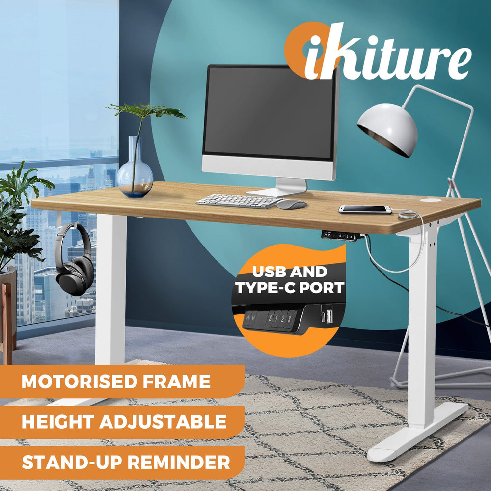 Oikiture Height Adjustable Standing Desk Electric Motorised Sit Stand Up 140cm